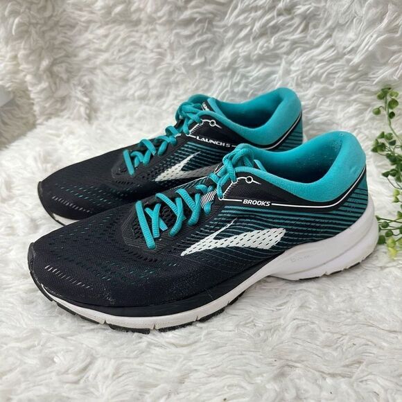 Brooks Launch 5 Running Athletic Shoes Sneakers Size 10 B Black Teal‎ - Picture 4 of 9